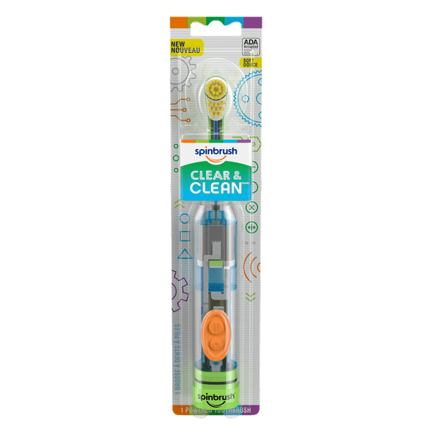 Spinbrush Clear & Clean Kids Toothbrush, BatteryPowered Electric
