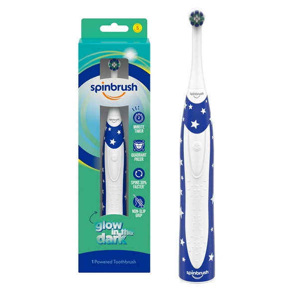 Spinbrush Kids Electric Toothbrush, Glow-In-The-Dark, Battery-Powered, Ages 3+