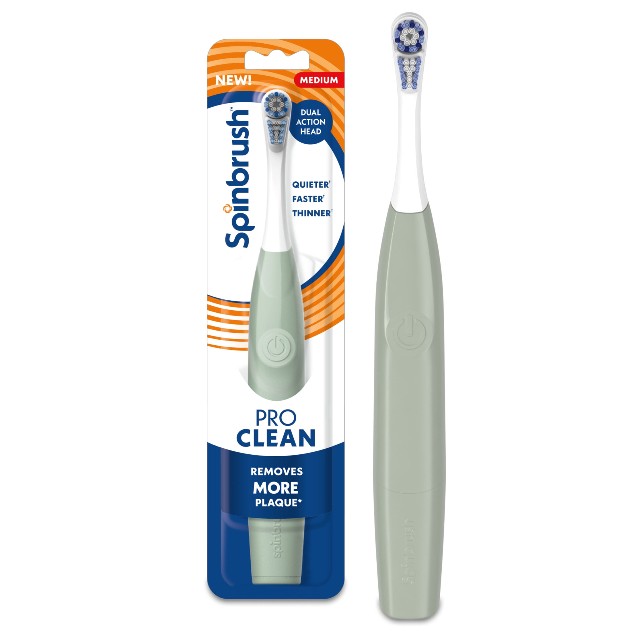 Walmart daily deals:  Spinbrush NEW PRO CLEAN Battery Powered Electric Toothbrush for Adults, Medium Bristles, Sage Green