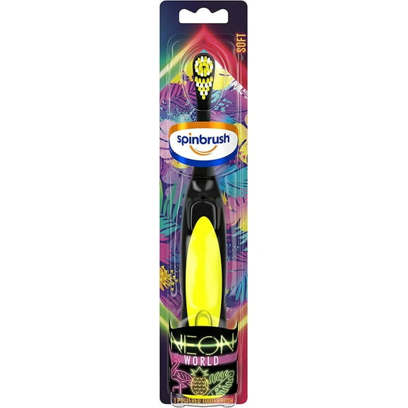 Spinbrush Neon World Kids Electric Toothbrush, Soft Bristles, Batteries Included, 1-Count