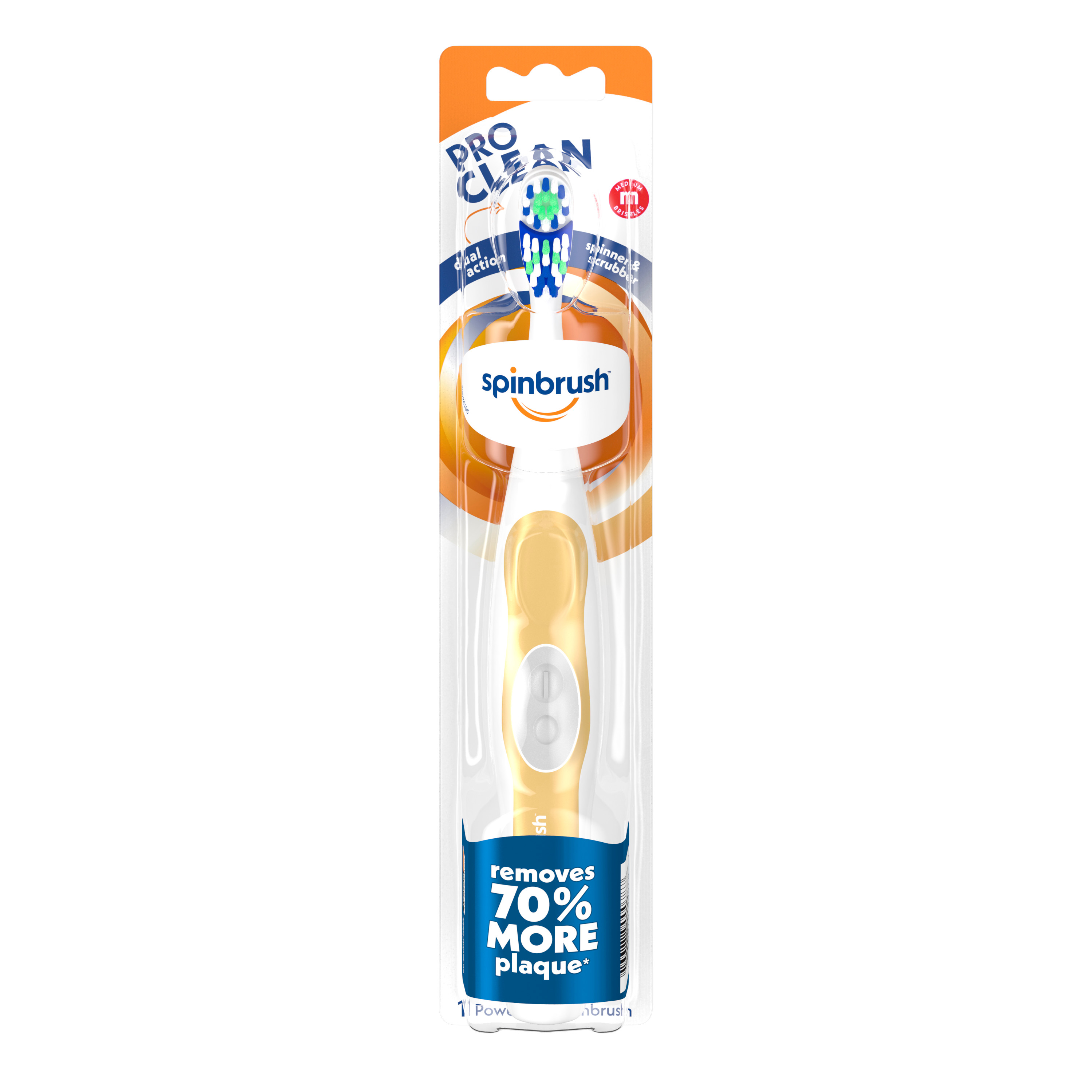 Spinbrush PRO CLEAN Battery Powered Electric Toothbrush for Adults, Medium Bristles, Color May Vary - image 1 of 8