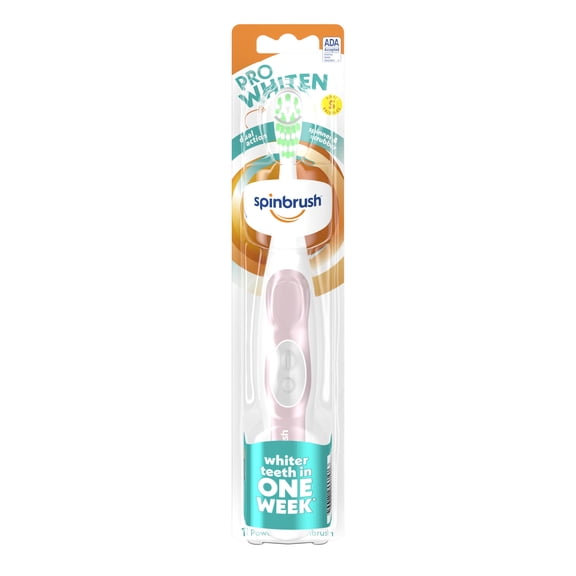 Spinbrush PRO WHITEN Battery Powered Toothbrush for Adults, Whitening Soft Bristles, Color May Vary