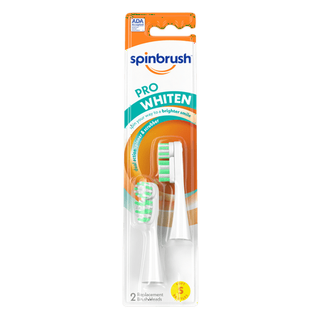 Spinbrush PRO WHITEN Refill, Soft Bristles, 2 Replacement Heads for Battery Powered Toothbrushes