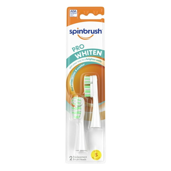 Spinbrush PRO WHITEN Refill, Soft Bristles, 2 Replacement Heads for Battery Powered Toothbrushes