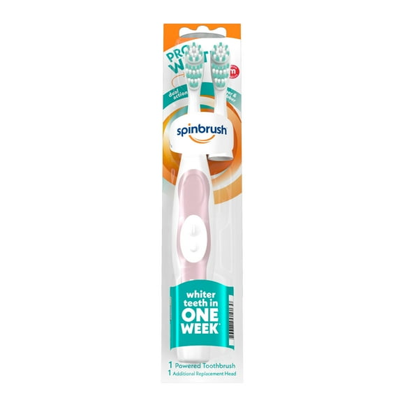 Spinbrush Pro Whiten Battery-Powered IFF17 Electric Toothbrush Value Pack, Medium Bristles, Batteries Included, 1 Brush & 1 Replacement Head