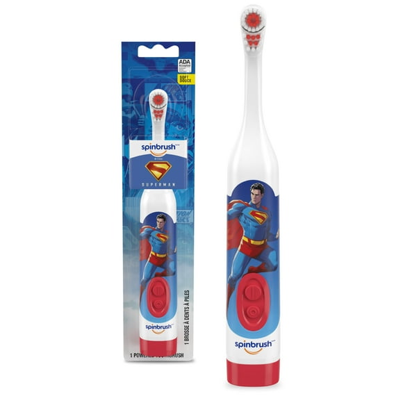 Spinbrush Superman Battery Powered Electric Toothbrush for Children Ages 3+ with AA Battery, Soft Head Bristles