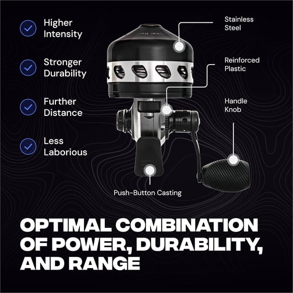 Spincast Bowfishing Reel Slingshot Bow Fishing, Stainless Steel, Left/Right Reversible Handle