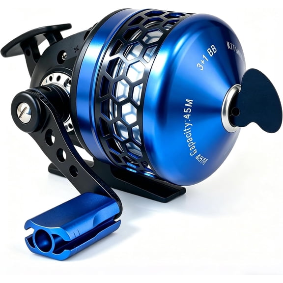 Spincast Fishing Reel, 3.9:1 Gear Ratio, Pre-Spooled, Left/Right Hand Reversible, Aluminum, Black, for Freshwater Trout, Catfish and Bass