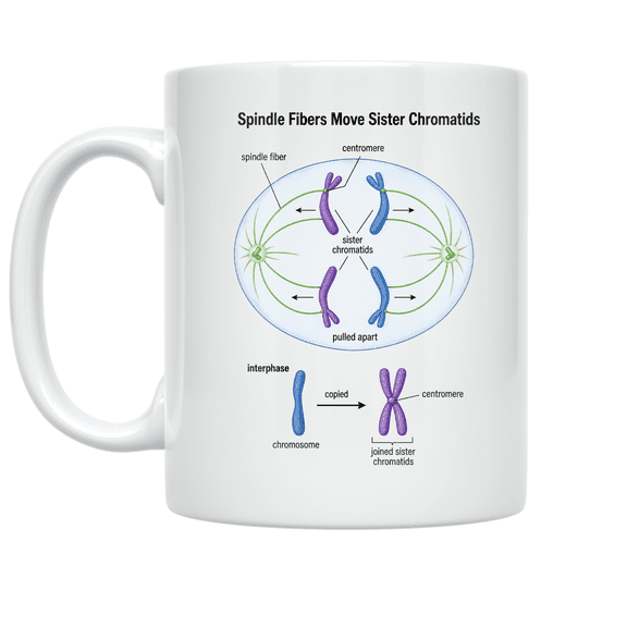 Spindle Fibers Move Sister Chromatids - Biology Classroom Learner - 11 oz Ceramic Coffee Mug