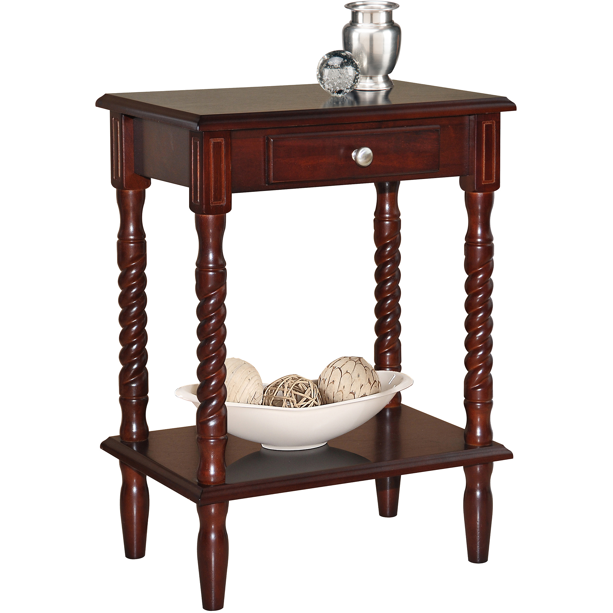 Spindle Legs Accent Table With Drawer, W