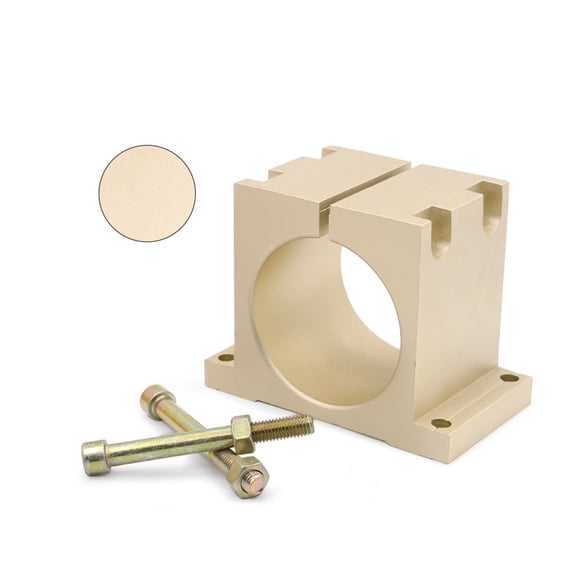 Spindle Motor Bracket, 65mm 80mm Silver Golden Aluminum Clamping Bracket For CNC Woodworking Spindle High Precision ,Easy to Use