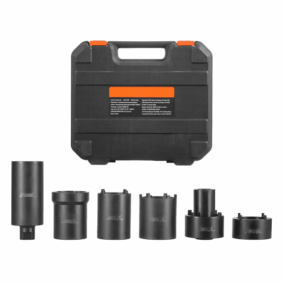 Spindle Nut Socket Tool Kit 1/2 Inch Drive 6 Piece - for Ford, GM, 4WD Vehicles - Axle Hub Nut Socket Set with Storage Case & Retainers