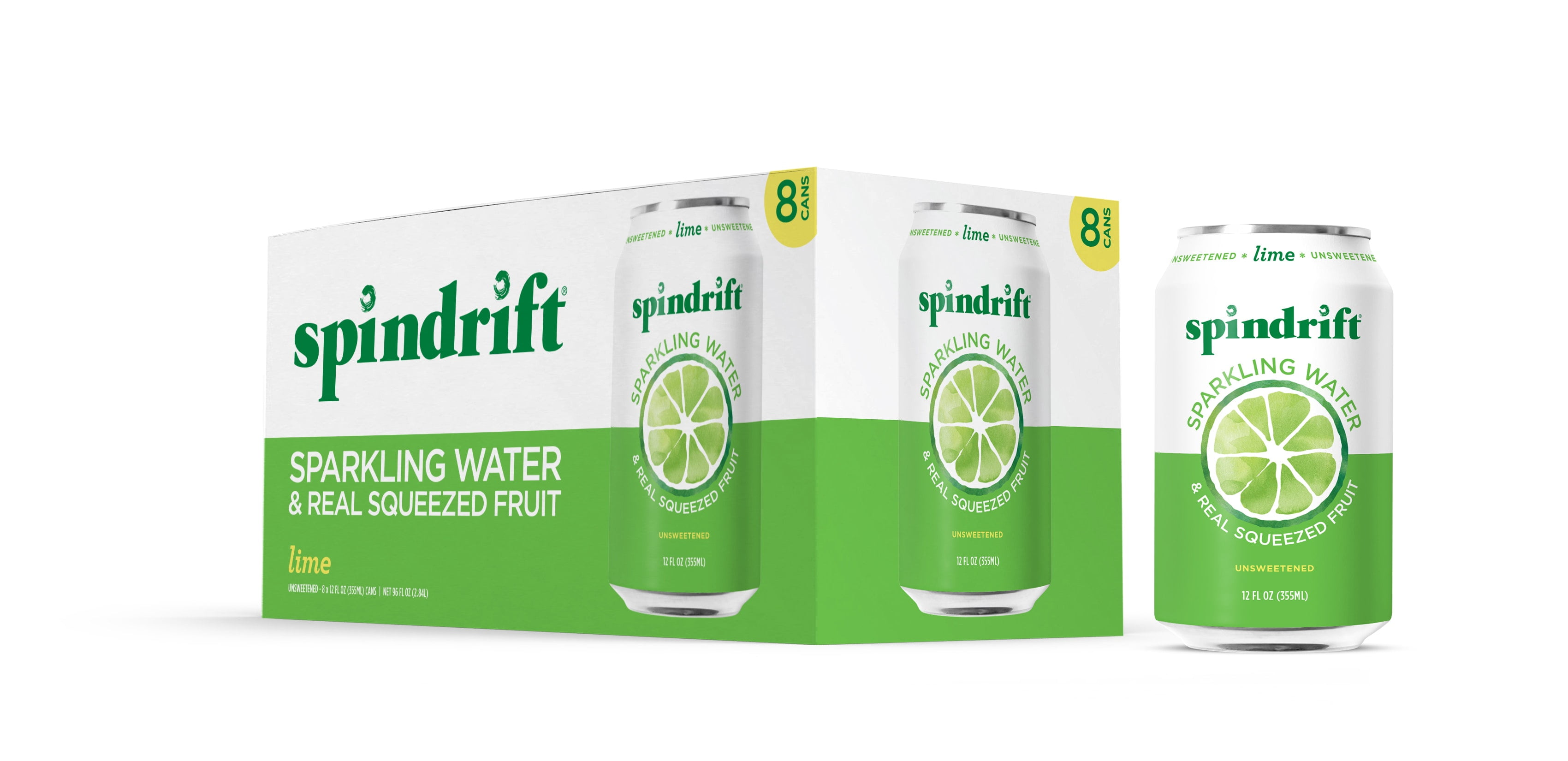 Spindrift Lime Unsweetened Sparkling Water & Real Squeezed Fruit, 12 fl