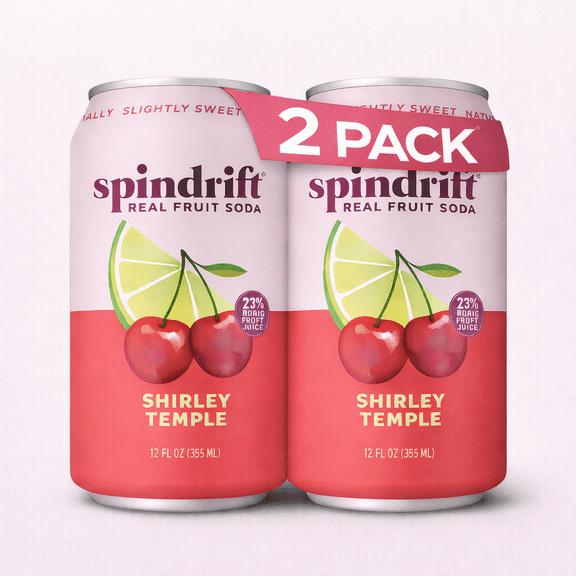 Spindrift "Shirley Temple" Cherry Citrus Soda Made with Real Squeezed Fruit, 12 FL oz (2 Pack)
