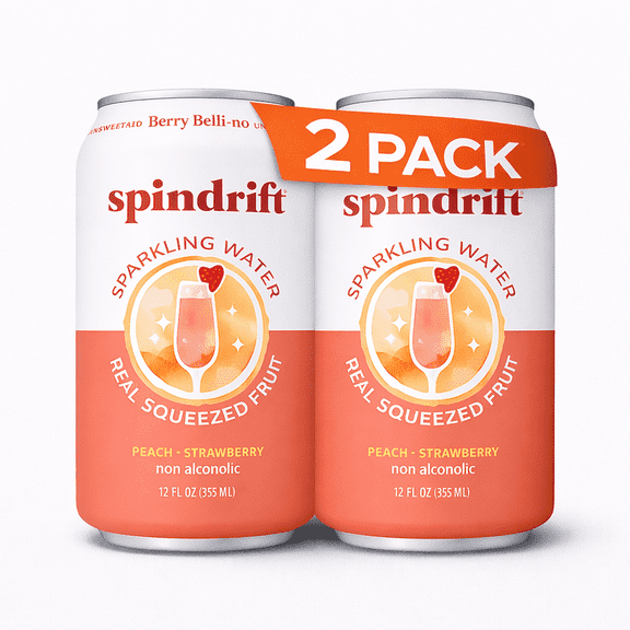 Spindrift Sparkling Water, Berry Belli-no Flavored, Made with Real Squeezed Fruit, 12 Fl Oz, (2 Pack)