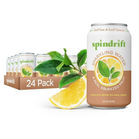 Sparkling Water, Half Tea & Half Lemon Flavored, Made with Real Squeezed Fruit, 12 Fl Oz Cans, Pack of 24 (Only 5 Calories per Can)