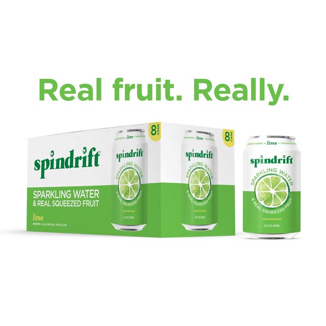 Spindrift Sparkling Water, Lime Flavored, Made with Real Squeezed Fruit