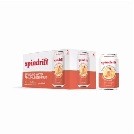 Spindrift Sparkling Water, Peach Strawberry, Unsweetened, 12 fl oz Cans, 8 Pack