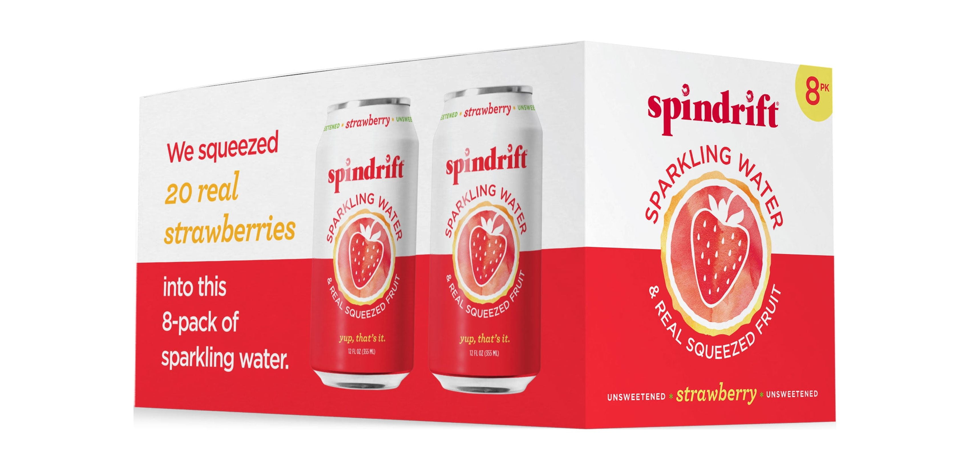Spindrift Sparkling Water, Strawberry, 12 Fl Oz, 8 Ct