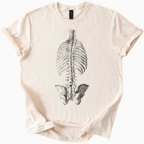 Spine And Ribcage Anatomical Graphic Tee Human Anatomy Shirt Size S-5Xl Heygategoo Tee