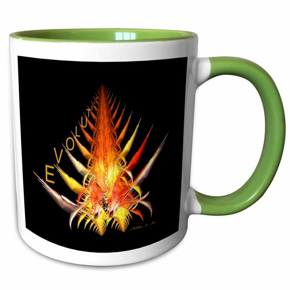 3drose, Spine of Evolution - Fractal Art, 15oz Two-tone Green Mug