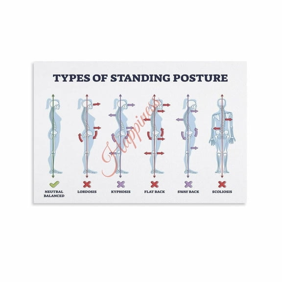 Spine Posture Diagram Back Health Comparison Chart Types Of Standing Posture Poster (1) Canvas for Living Room Bedroom Decor