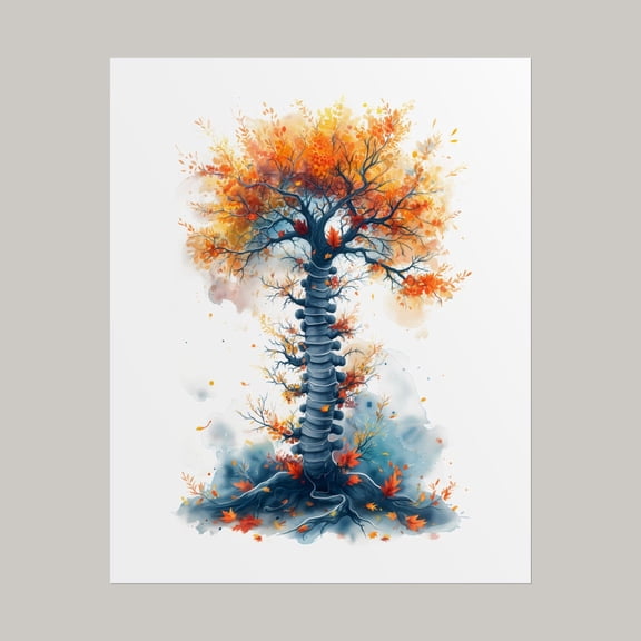 Spine Tree Chiropractic Wall Art Print, Unframed Paper Poster 8x10in