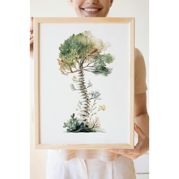 Spine Tree Poster, Botanical Chiropractic Art Print, Unframed Paper Poster 8x10in