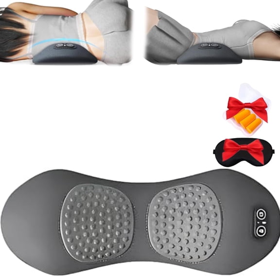 Spine Triple Fusion Back Massager with Heat and Vibration, 3-in-1 Ergonomic Lumbar Support Pillow with Adjustable Compression for Home and Office Use