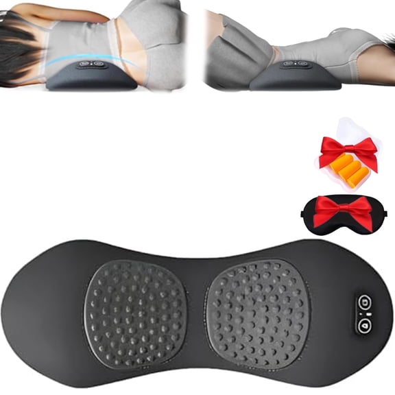 Spine Triple Fusion Back Massager with Heat and Vibration, 3-in-1 Ergonomic Lumbar Support Pillow with Adjustable Compression for Home and Office Use