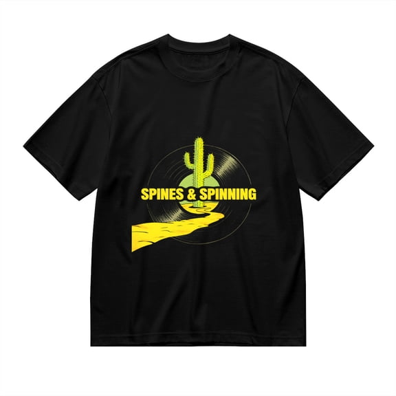 Spines & Spinning,cactus On Vinyl Record Print, T Shirt for Men, Vintage Graphic Tees Men, 23686669,3XL