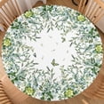 thumbnail image 1 of Sping Round Fitted Tablecloth Best for 44"-48" Leaves Table Cloth Elastic Edge Washable Farmhouse Rustic Floral Leaf Butterfly Spring Green Table Cover for Party Picnic Indoor Decor, 1 of 6