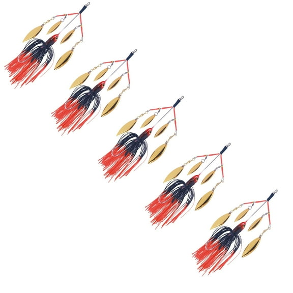 Spinner Baits Fishing Lures for Bass Trout Walleye, 4 Willow Leaf Blades Wobblers Spoons with Silicone Skirt, 22g 0.8oz Artificial Jig Bait, Outdoor Leisure Activity Fishing Gear Accessories