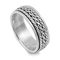 thumbnail image 1 of Spinner Bali Rope Chain Link Fidget Wedding Ring ( Sizes 8 9 10 11 12 13 14 ) Sterling Silver Band Rings (Size 9), 1 of 4