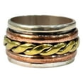 thumbnail image 1 of Spinner Band, Bohemian Ring, 925 Sterling Silver Ring, Spinning Thumb Ring, Three Tone Ring, Fidget Ring, Handmade Jewelry, Christmas Oxidized, Brass Copper Band, Anxiety Ring, Mans Band Gifts, 1 of 6