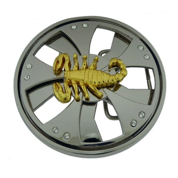 Spinner Belt Buckle Silver Metal Gold Scorpion 3D Zodiac Sign Spins New Big Goth