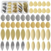 Spinner Blades for Lure Making, 50pcs Easy Spin Colorado Willow Blades Kit Gold Silver Spinnerbait Blades Spoon DIY Fishing Lures Accessories for Spinner Baits Walleye Rig Making