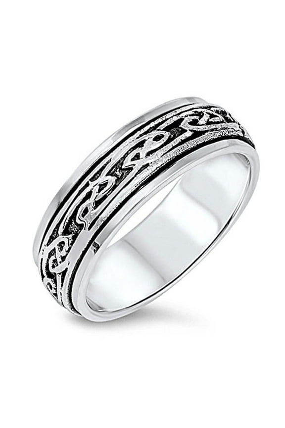 Spinner Celtic Knot Design Ring .925 Sterling Silver Band Jewelry Female Male Unisex Size 13