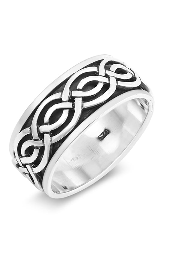 Spinner Celtic Oxidized Infinity Knot Ring .925 Sterling Silver Band Jewelry Female Male Size 11