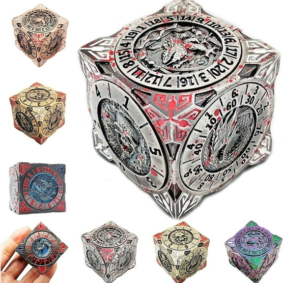 Spinner Dice,7-in-1 Unique Spinner Metal Cube Dice Set with 4D Relief, DND Fidget Spinner Dice, Fantasy Tabletop RPG Accessories for All Ages