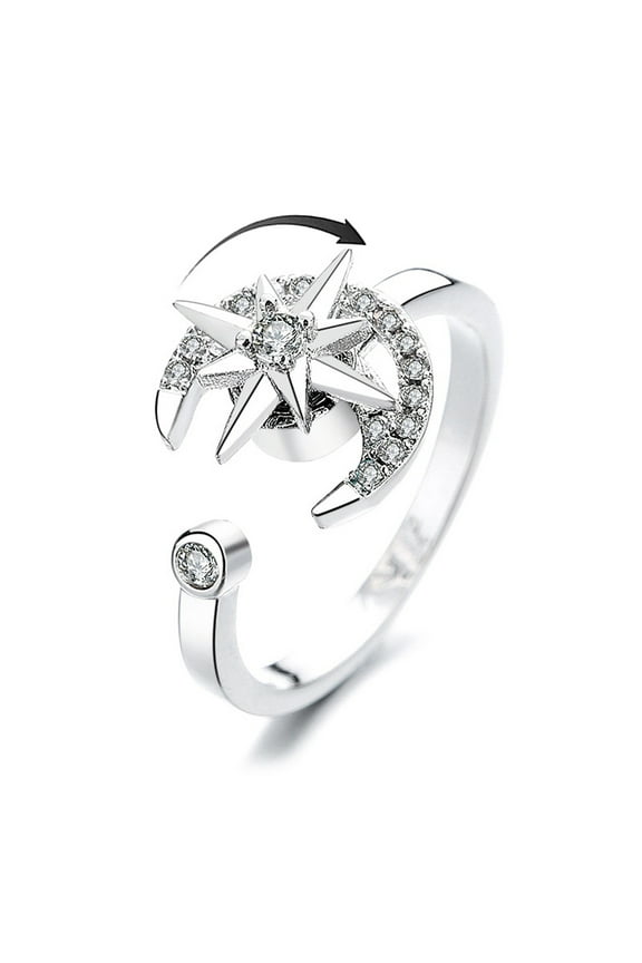 Spinner Fidget Anxiety Open Women Band Adjustable Size Flower Bee Heart Ring R71