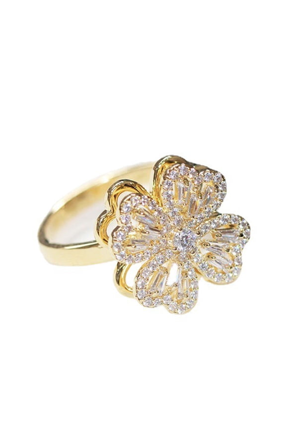 Spinner Four Leaf Clover Shaped Design AnxietyRing Adult Costume Cosplay Jewelry