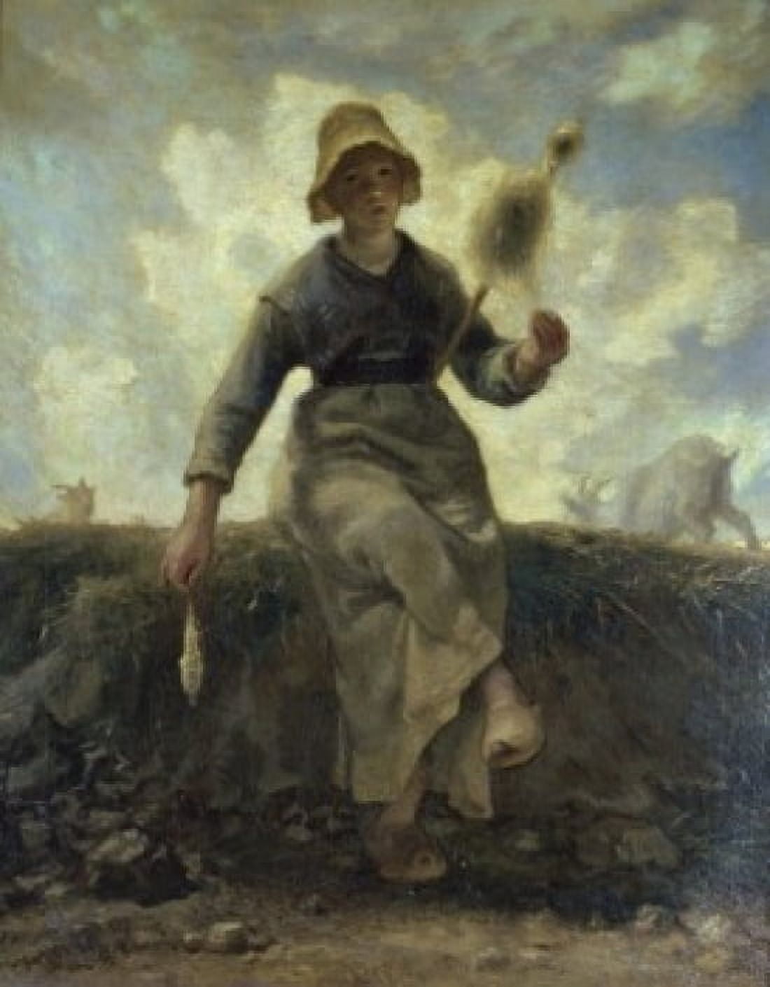 The Spinner Goat-Girl from the Auvergne (La Fileuse Chevriere Auvergnate) c 1868 Jean Francois Millet (1814-1875French) Musee dOrsay Paris Canvas Art - Jean Francois Millet (18 x 24)