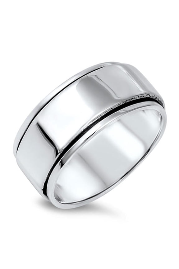 Spinner High Polish Men's Wedding Ring .925 Sterling Silver Band Jewelry Female Male Unisex Size 9