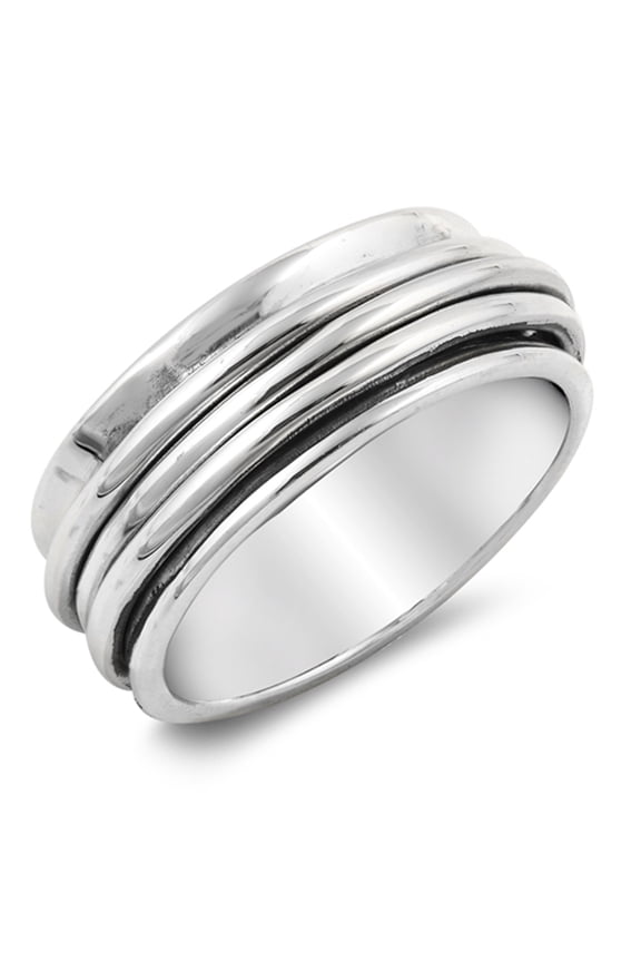 Spinner Meditation Wedding Ring .925 Sterling Silver Triple Band Jewelry Female Male Unisex Size 10