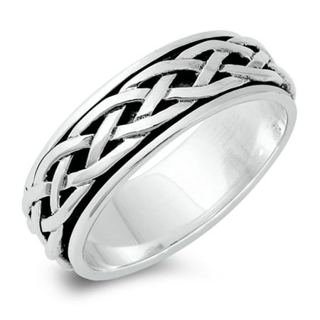 Spinner Men's Wedding Celtic Weave Ring ( Sizes 4 5 6 7 8 9 10 11 12 13 14 ) New .925 Sterling Silver Band Rings (Size 5)