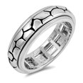 thumbnail image 1 of Spinner Nugget Cracked Wedding Ring .925 Sterling Silver Band Jewelry Female Male Unisex Size 9, 1 of 4