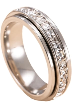 Spinner Relieving Anxiety Cubic Zirconia Stackable Fidget Band Ring Titanium Steel Stainless Steel Roman Numeral Finger Rings Anxiety Relief for Women Men Jewelry