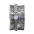 thumbnail image 1 of Spinner Ring 3MM Round Moonstone 925 Silver Meditation Anxiety Men Women Band, 1 of 2