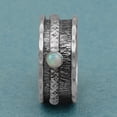 thumbnail image 1 of Spinner Ring 3MM Round Opal Fidget Hammered 925 Silver Men Women Band, 1 of 2